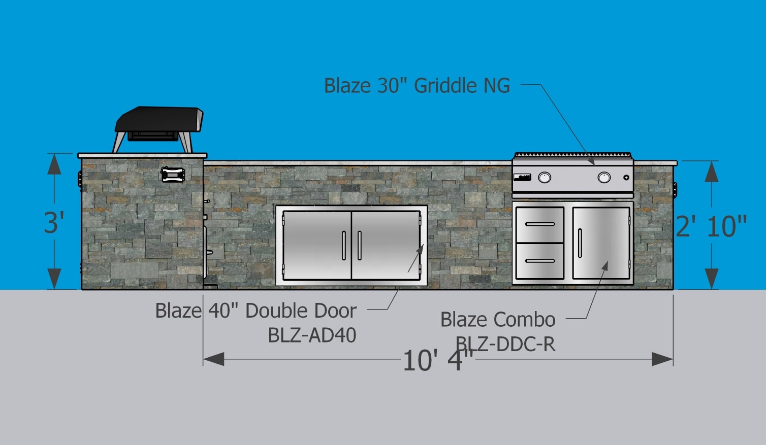 Detail cutaway — Big Green Egg opening dimensions
