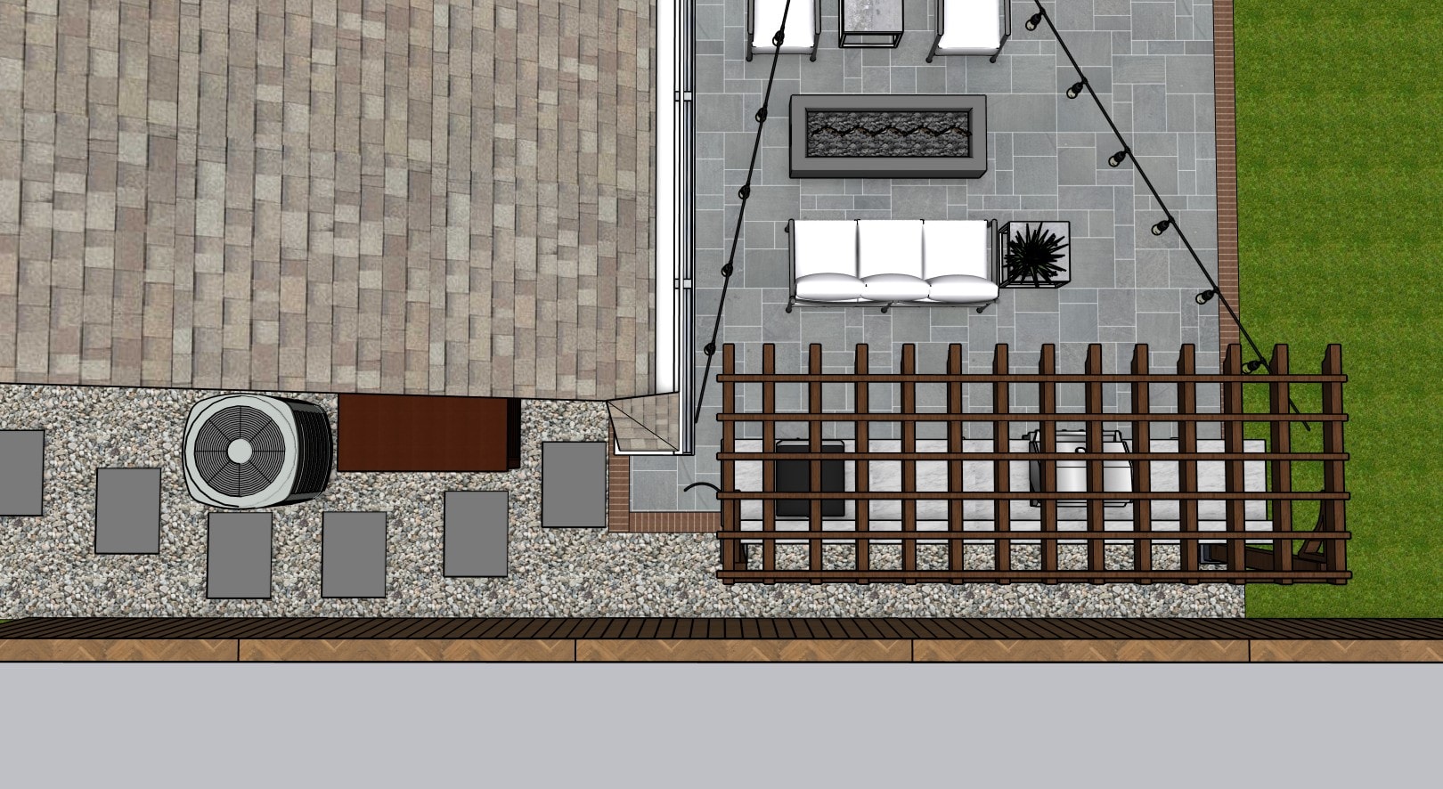 Pergola and privacy fence