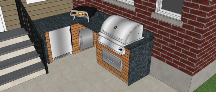 L-Shape Kitchen with Charcoal Grill Outdoor Kitchen with Charcoal Grill