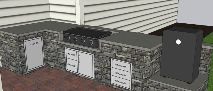 L-Shape Kitchen with Griddle and Smoker Outdoor Kitchen with Griddle and Smoker