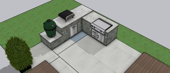 L-Shape Kitchen with Griddle and Green Egg Outdoor Kitchen with Green Egg
